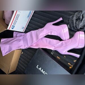 Pink Women's High Heel Boots